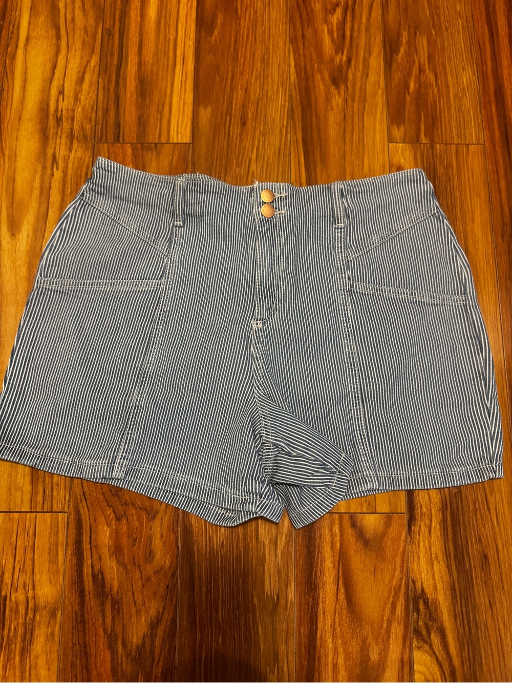 Universal Thread Navy and White Pinstripe High-Waist Shorts